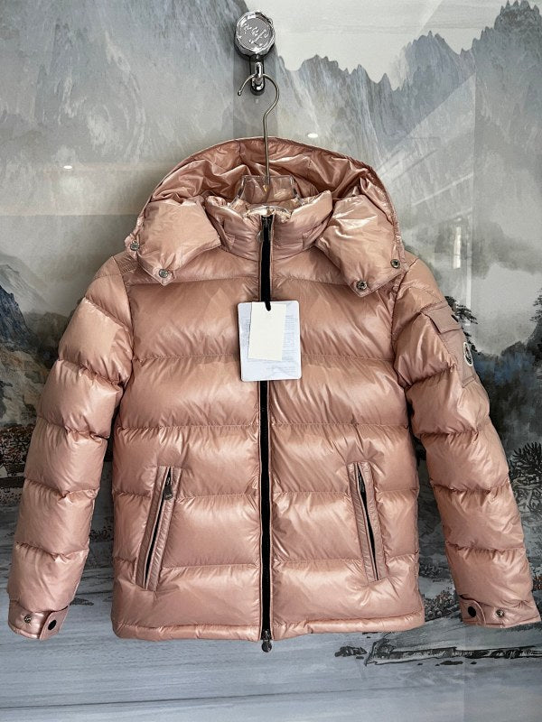 Moncler Rose Gold Glossy Hooded Down Jacket