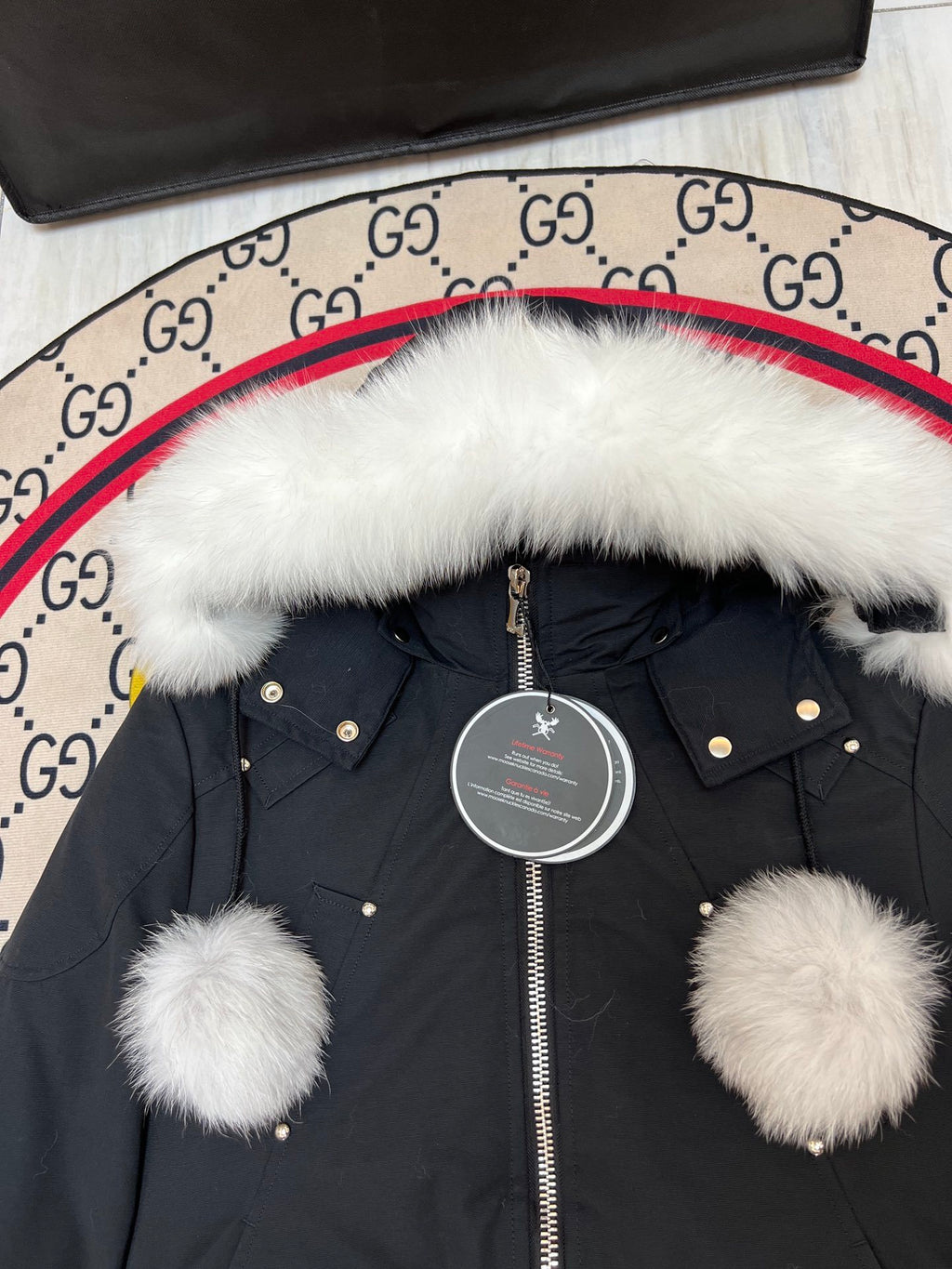 Moose Knuckles Black Ballistic Parka Black Fur Trim