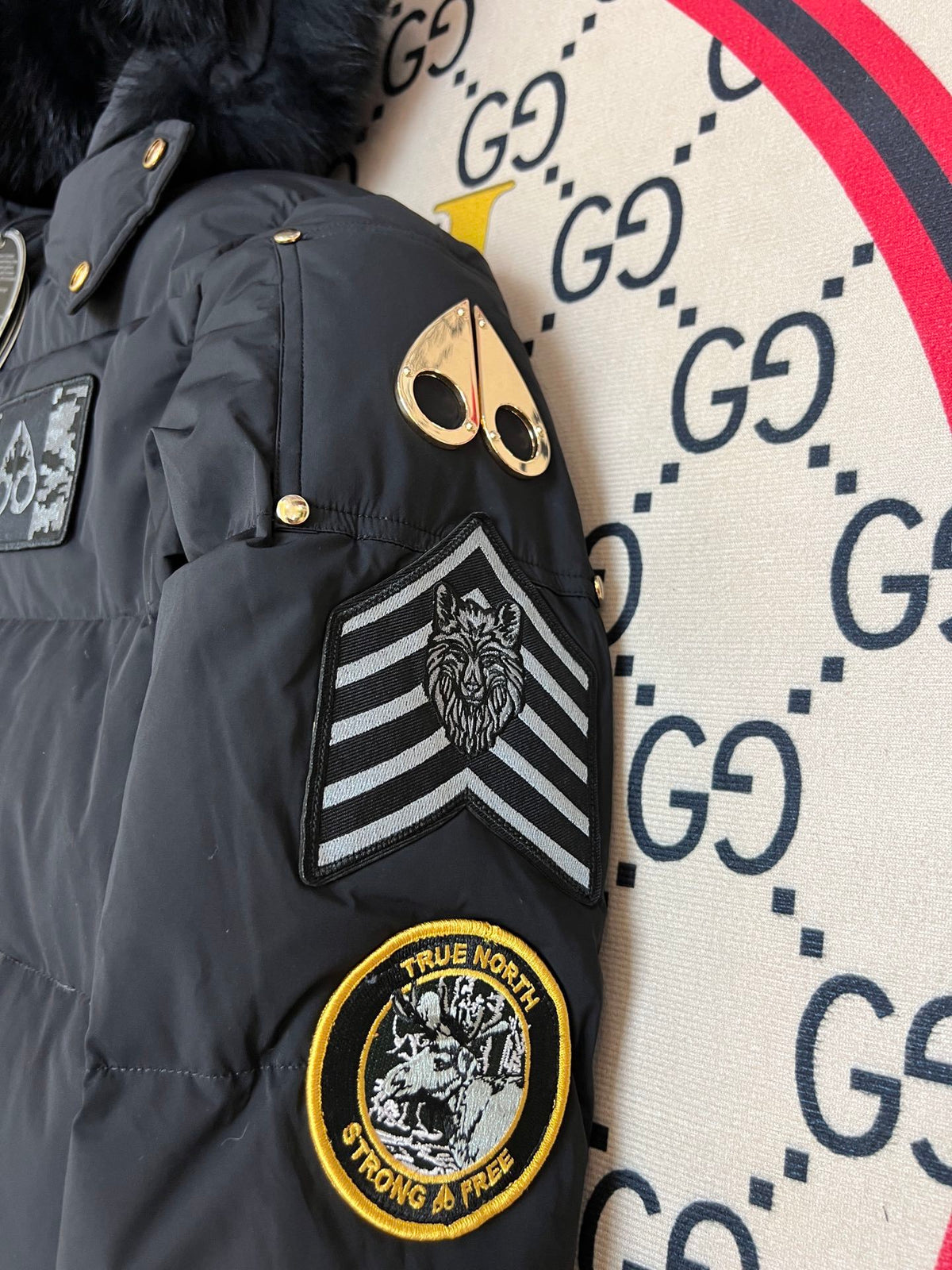 Moose Knuckles Black Ballistic Parka Black Fur Badge Edition