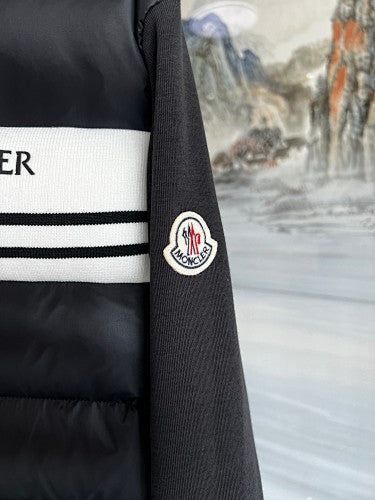 Moncler Charcoal Hybrid Knit Band Down Jacket