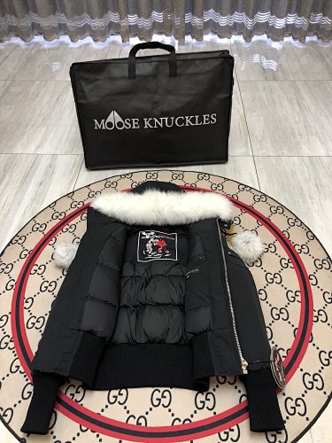 Moose Knuckles Black Ballistic Parka Black Fur Trim