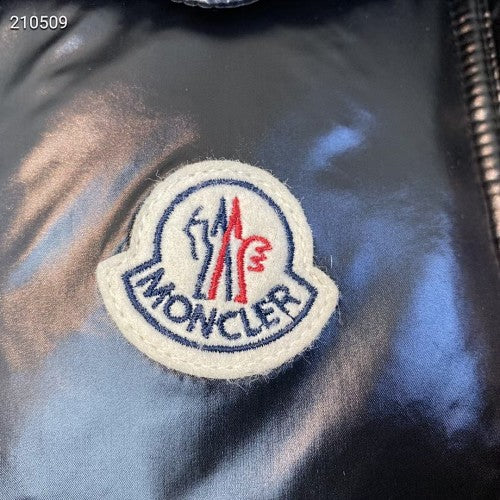 Moncler Black Maya Glossy Down Jacket Tricolor Stripe