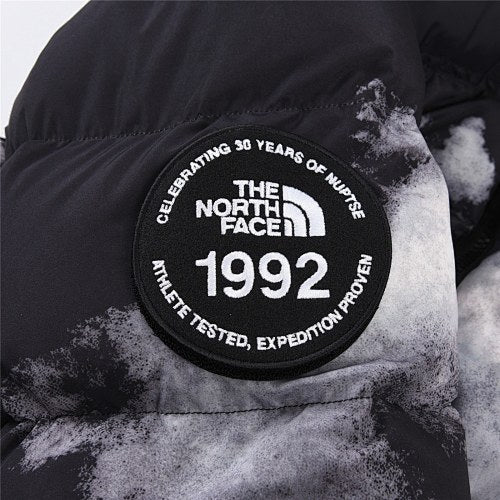 The North Face Black White Mountain Print Nuptse 1992 Anniversary Down Jacket
