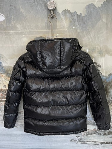 Moncler Black Glossy Oversized Hooded Down Jacket