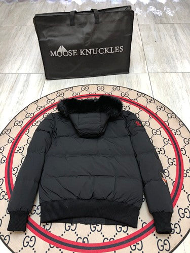 Moose Knuckles Black Ballistic Parka Black Fur Badge Edition