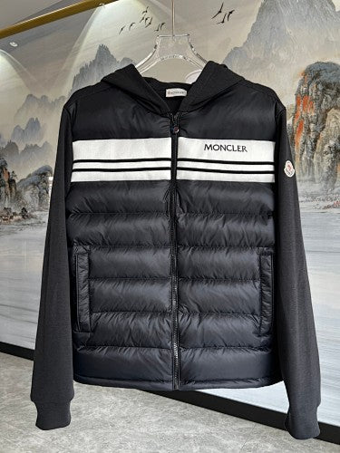 Moncler Charcoal Hybrid Knit Band Down Jacket
