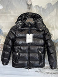 Moncler Black Glossy Oversized Hooded Down Jacket