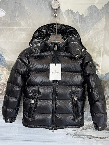 Moncler Black Glossy Oversized Hooded Down Jacket