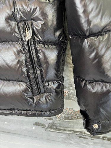 Moncler Black Glossy Oversized Hooded Down Jacket