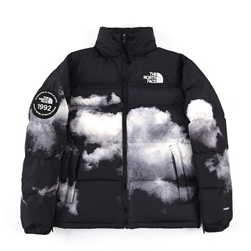 The North Face Black White Mountain Print Nuptse 1992 Anniversary Down Jacket