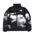 The North Face Black White Mountain Print Nuptse 1992 Anniversary Down Jacket