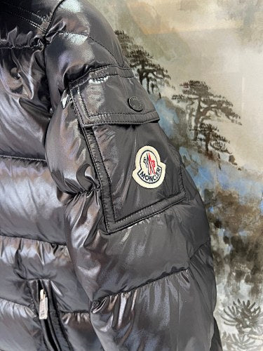 Moncler Black Glossy Oversized Hooded Down Jacket