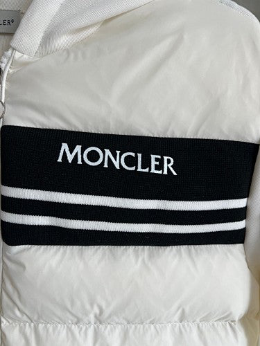 Moncler White Hybrid Knit Band Down Jacket
