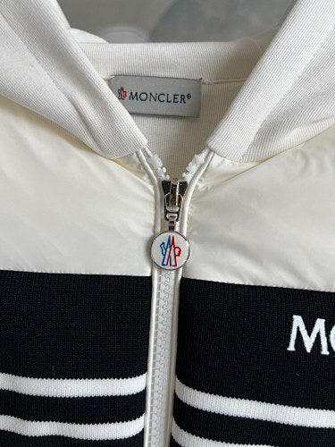 Moncler White Hybrid Knit Band Down Jacket
