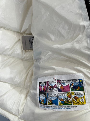 Moncler Ivory Glossy Hooded Down Jacket