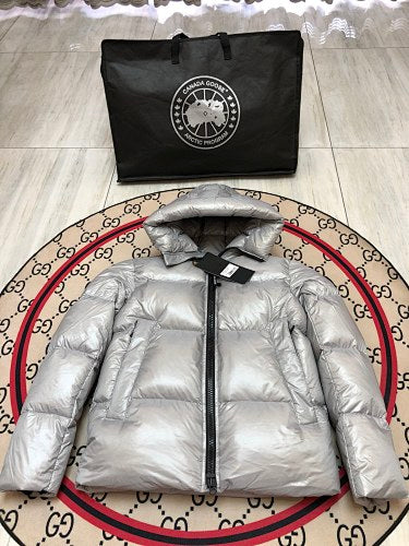 Canada Goose Silver Glossy Puffer Jacket