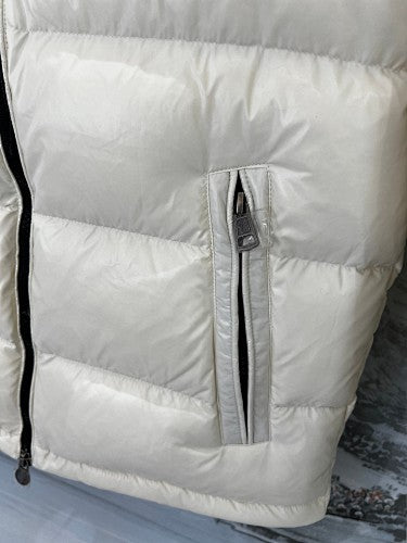 Moncler Ivory Glossy Hooded Down Jacket