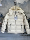 Moncler Ivory Glossy Hooded Down Jacket