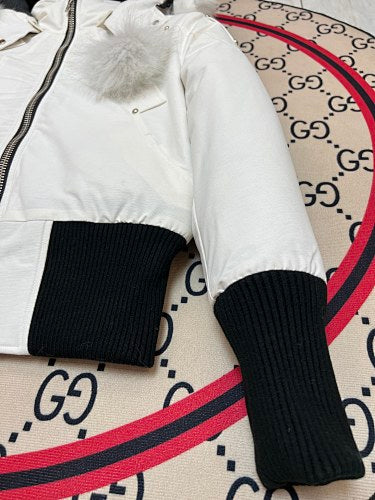 Moose Knuckles White Ballistic Parka White Fur Trim