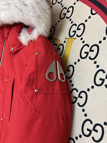 Moose Knuckles Red 3Q Parka White Fur Trim