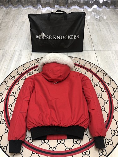 Moose Knuckles Red 3Q Parka White Fur Trim