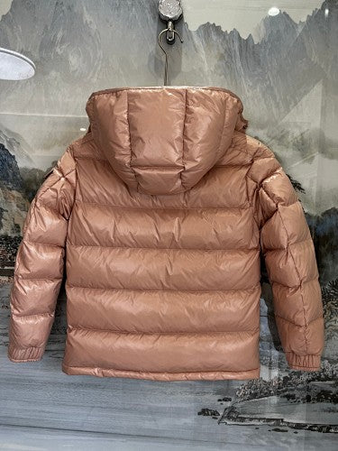 Moncler Rose Gold Glossy Hooded Down Jacket