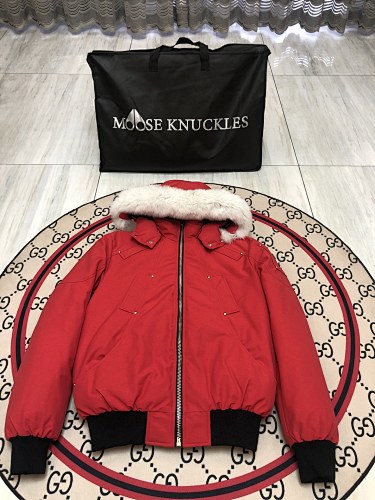 Moose Knuckles Red 3Q Parka White Fur Trim