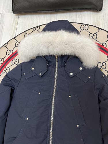 Moose Knuckles Navy 3Q Parka White Fur Trim