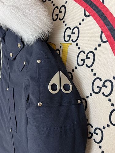 Moose Knuckles Navy 3Q Parka White Fur Trim