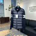 Moncler Black Down Hybrid Knit Jacket Striped Sleeves
