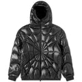 Moncler Black Spider Web Quilted Hooded Down Jacket