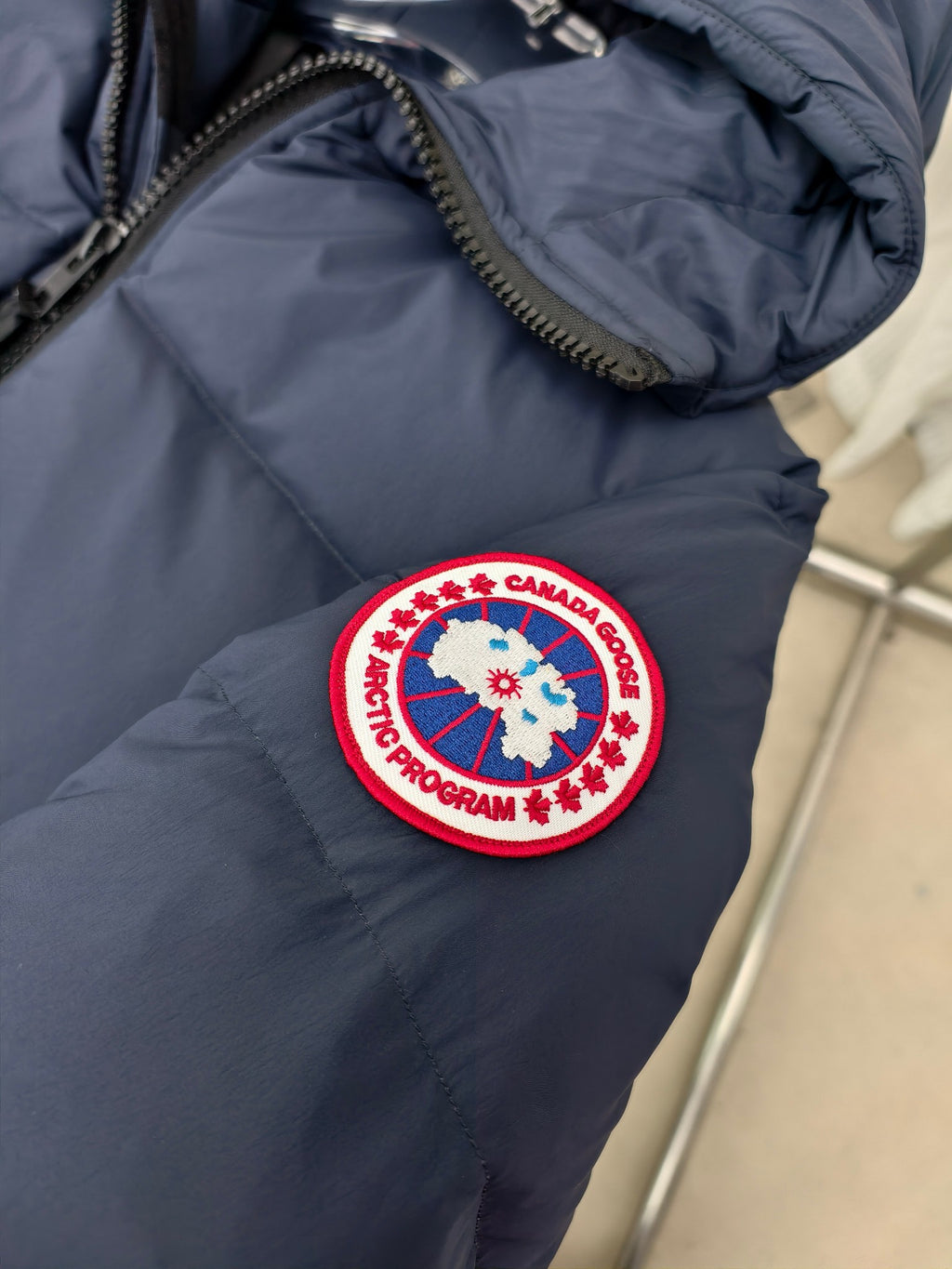 Canada Goose Navy Hooded Quilted Puffer Jacket