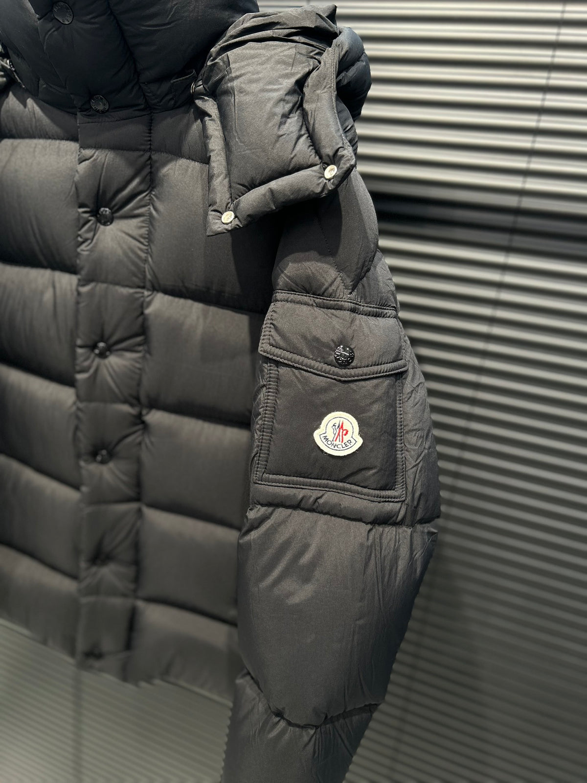 Moncler Black Double-Breasted Quilted Down Coat