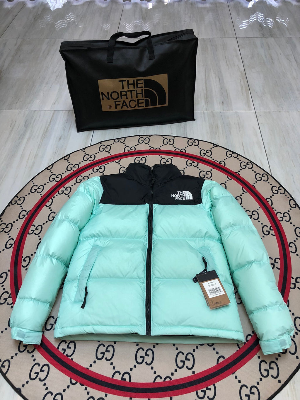 The North Face Mint Nuptse 700-Fill Down Jacket Black Colorblock