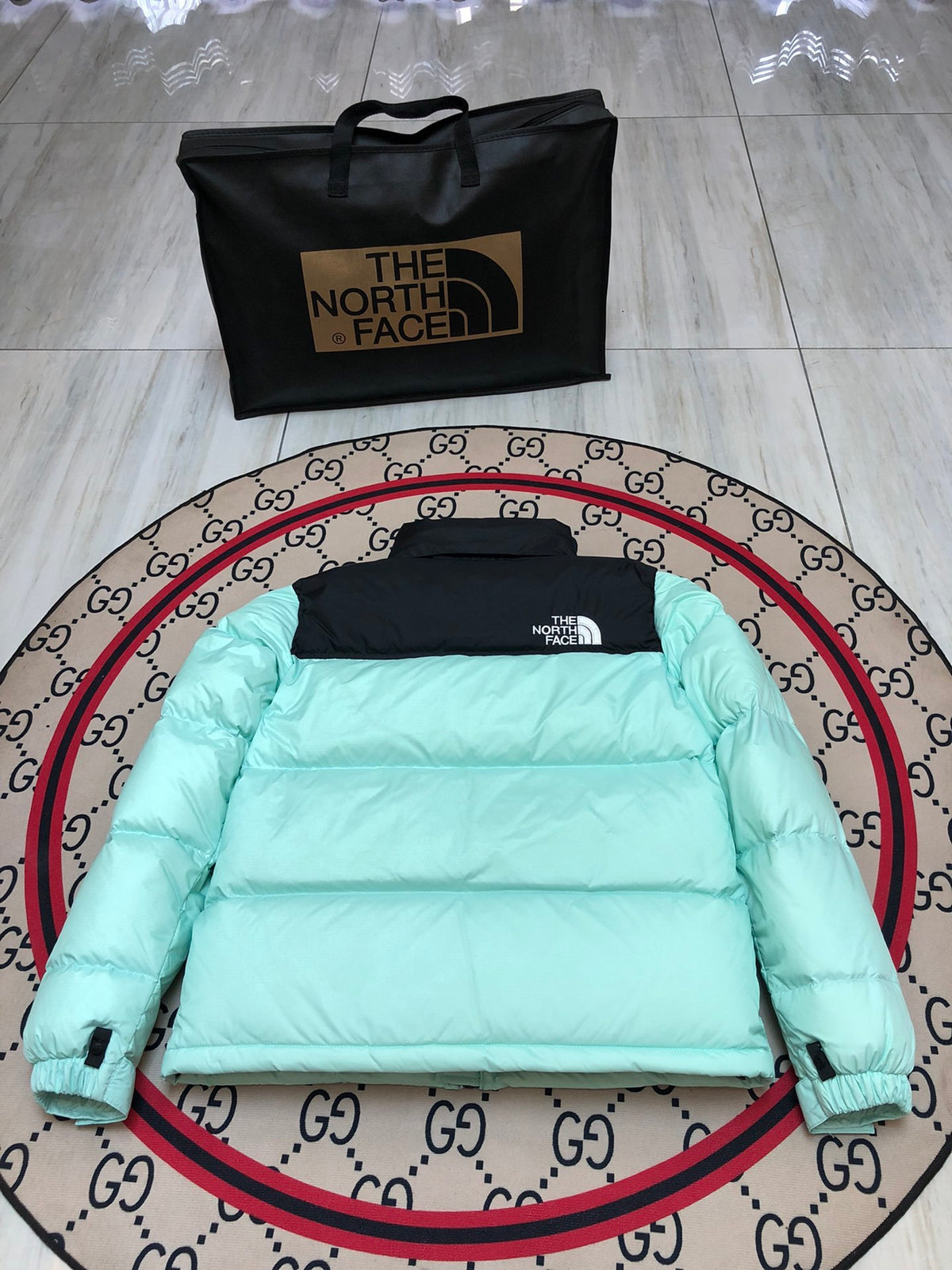 The North Face Mint Nuptse 700-Fill Down Jacket Black Colorblock