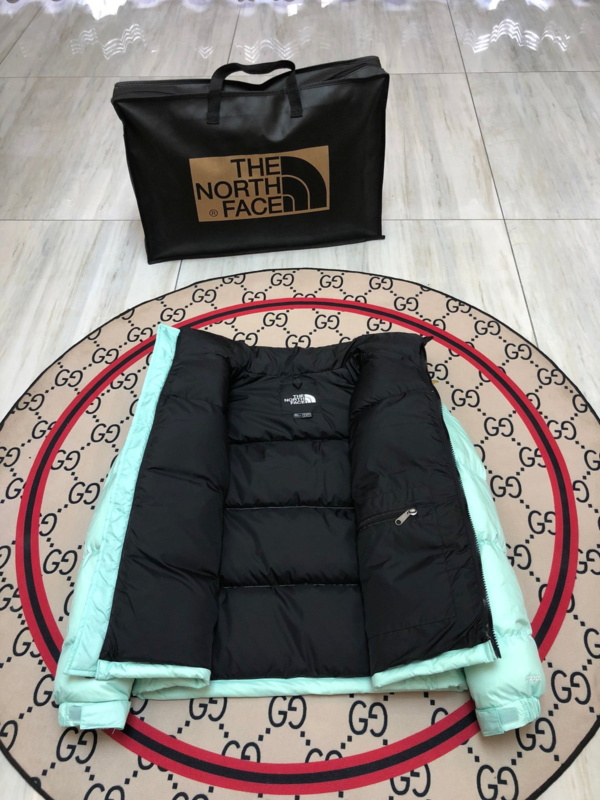 The North Face Mint Nuptse 700-Fill Down Jacket Black Colorblock