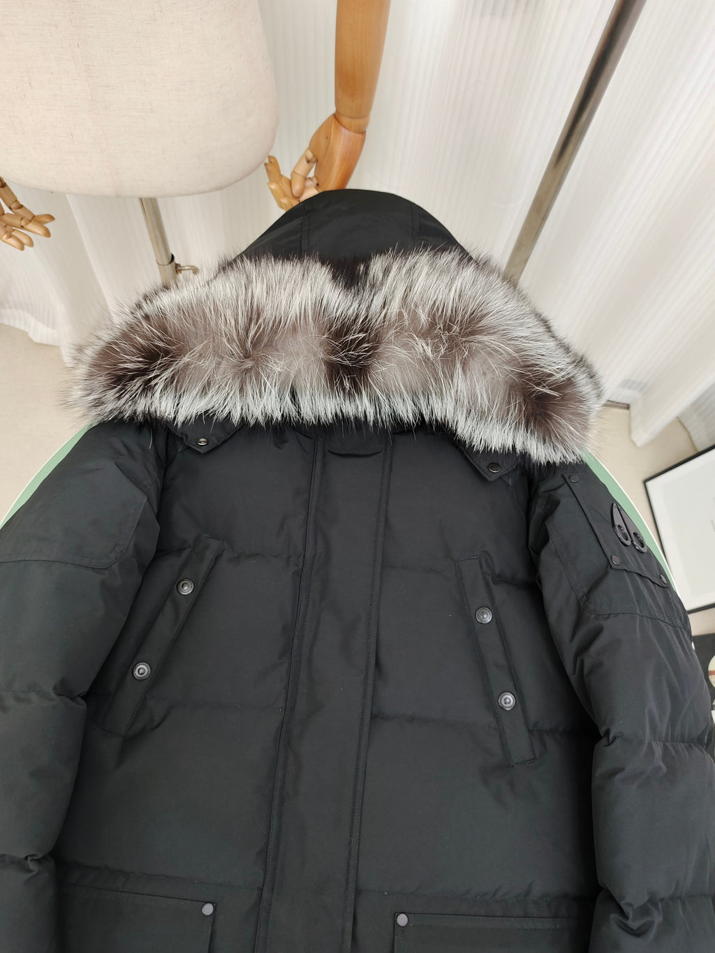 Moose Knuckles Black 3Q Down Parka with Raccoon Fur Trim