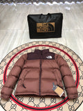 The North Face Brown Nuptse 700-Fill Down Jacket Burgundy Colorblock