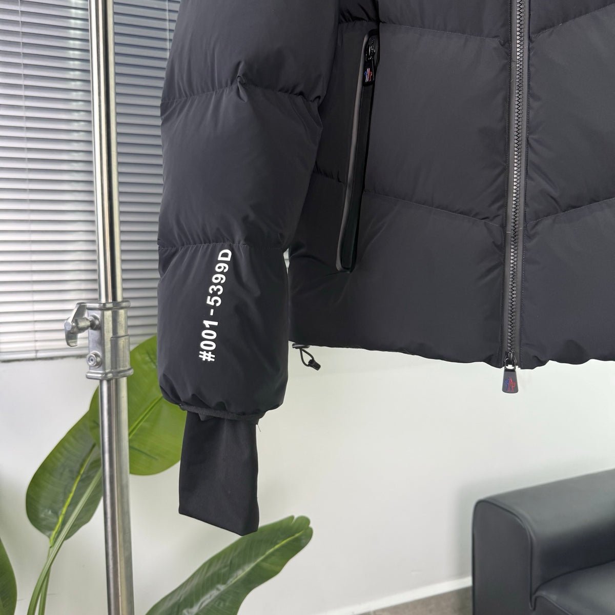 Day-Namic Black Diagonal Baffle Hooded Down Jacket