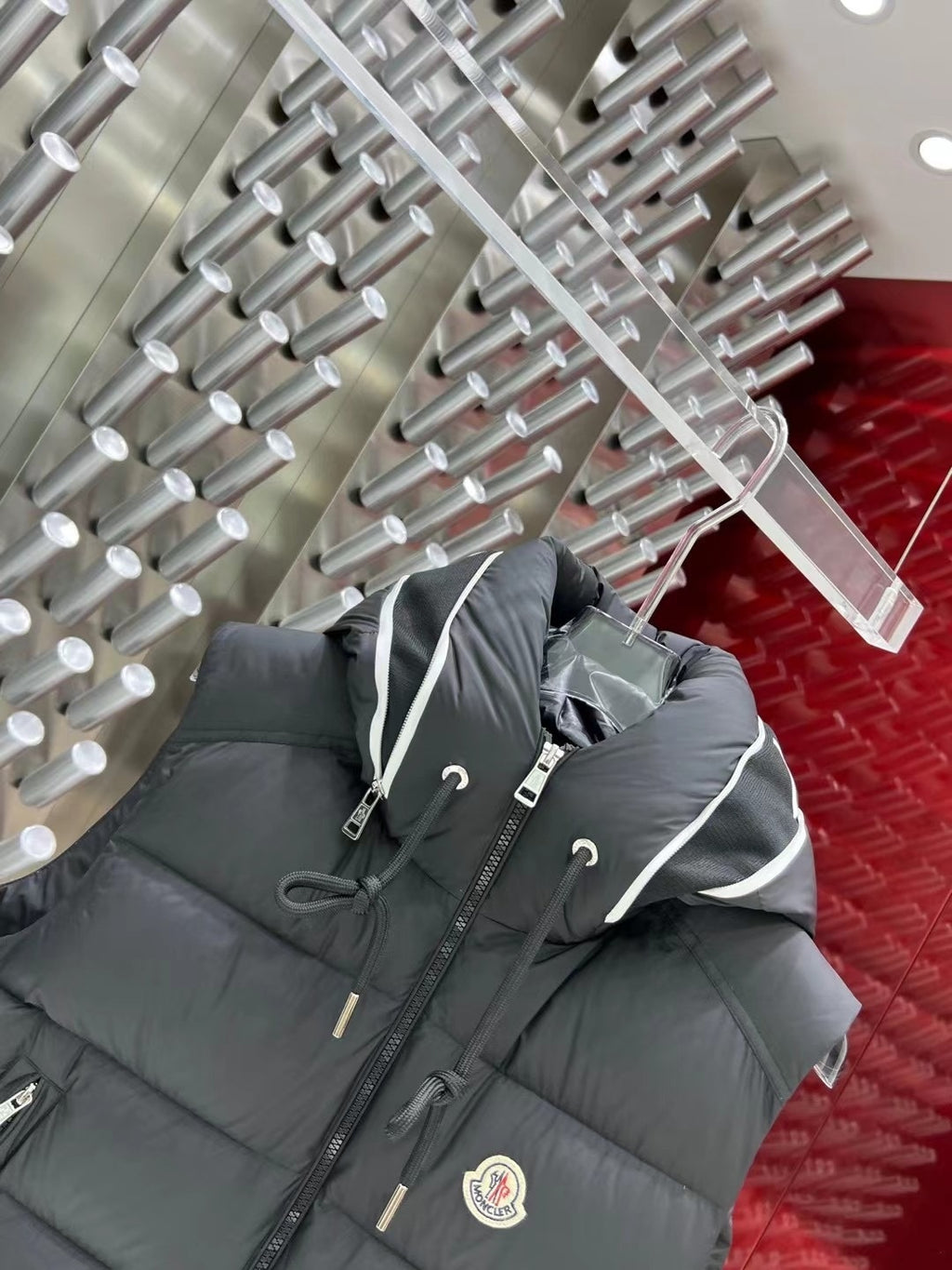 Moncler Dark Grey Hooded Down Vest