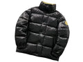 Moncler Black Glossy Gold Badge Snap-Front Down Jacket
