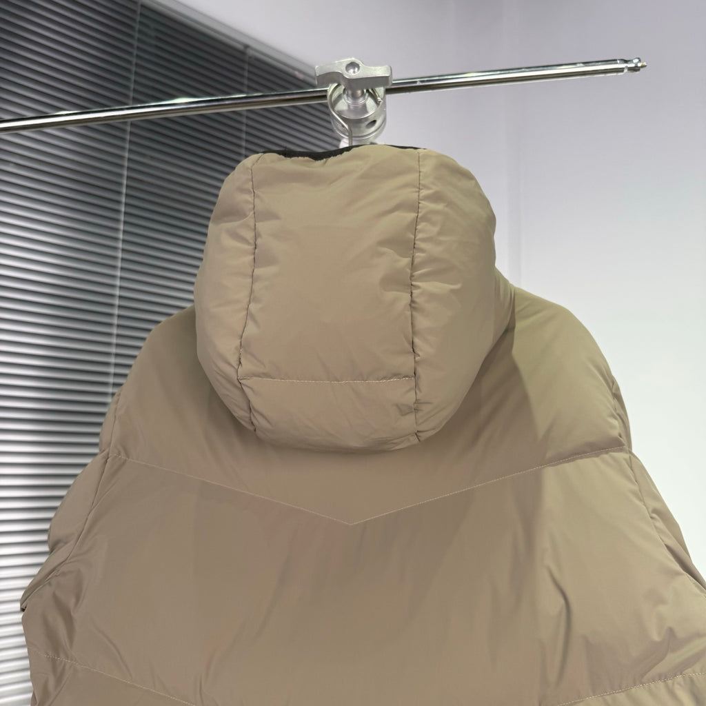 Day-Namic Khaki Diagonal Baffle Hooded Down Jacket