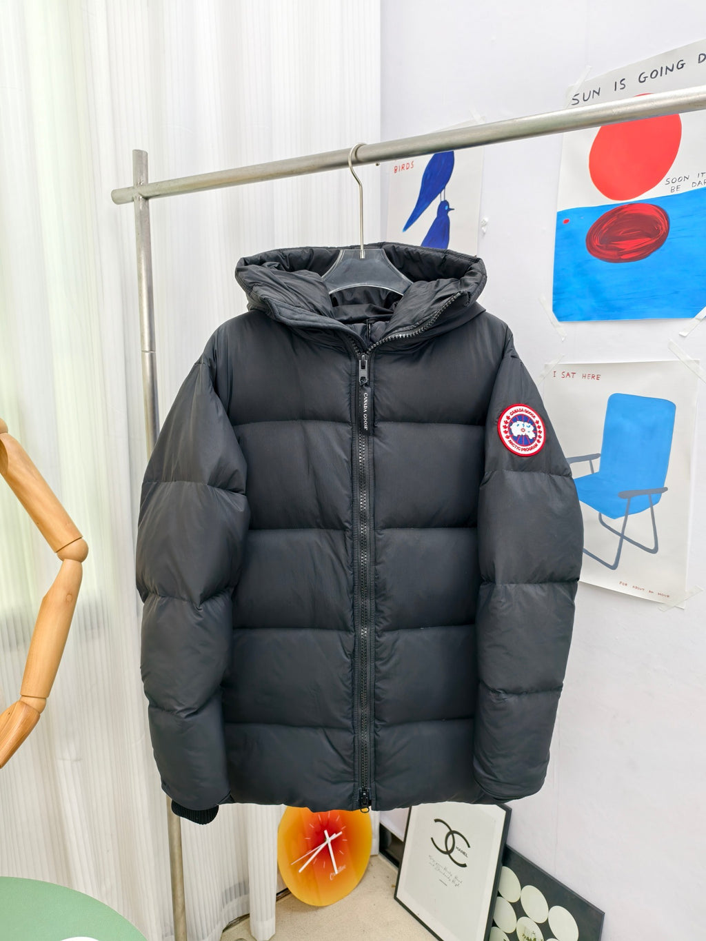 Canada Goose Black Matte Oversized Hooded Puffer Jacket