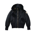 Moose Knuckles Black Ballistic Bomber Jacket with Fur Trim