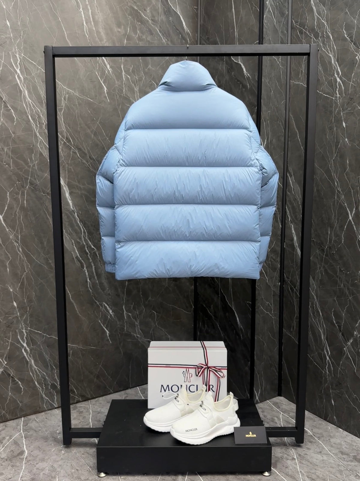 Moncler Powder Blue Short Quilted Down Jacket