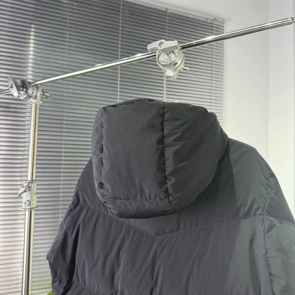 Day-Namic Black Diagonal Baffle Hooded Down Jacket