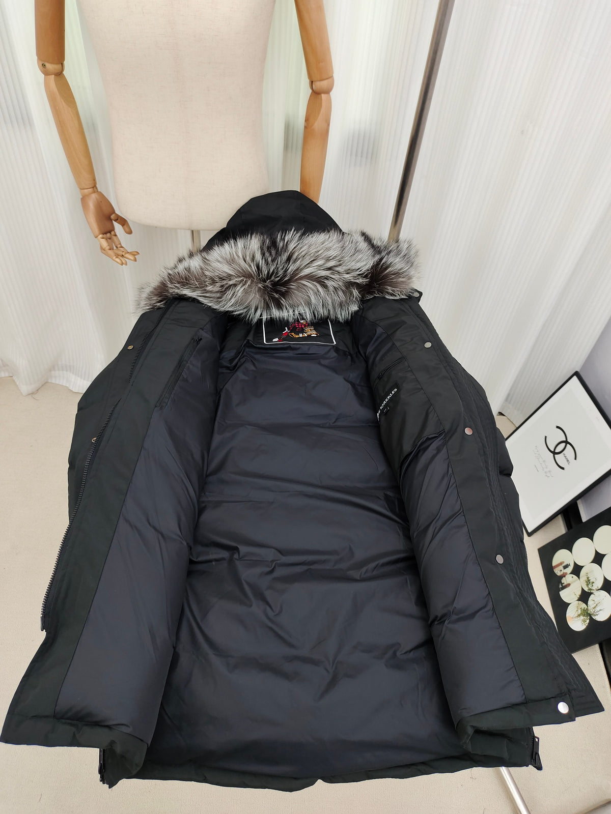 Moose Knuckles Black 3Q Down Parka with Raccoon Fur Trim