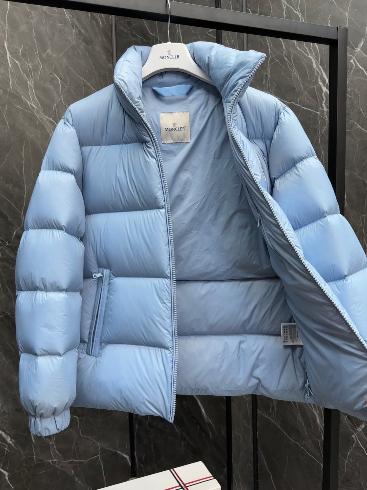 Moncler Powder Blue Short Quilted Down Jacket