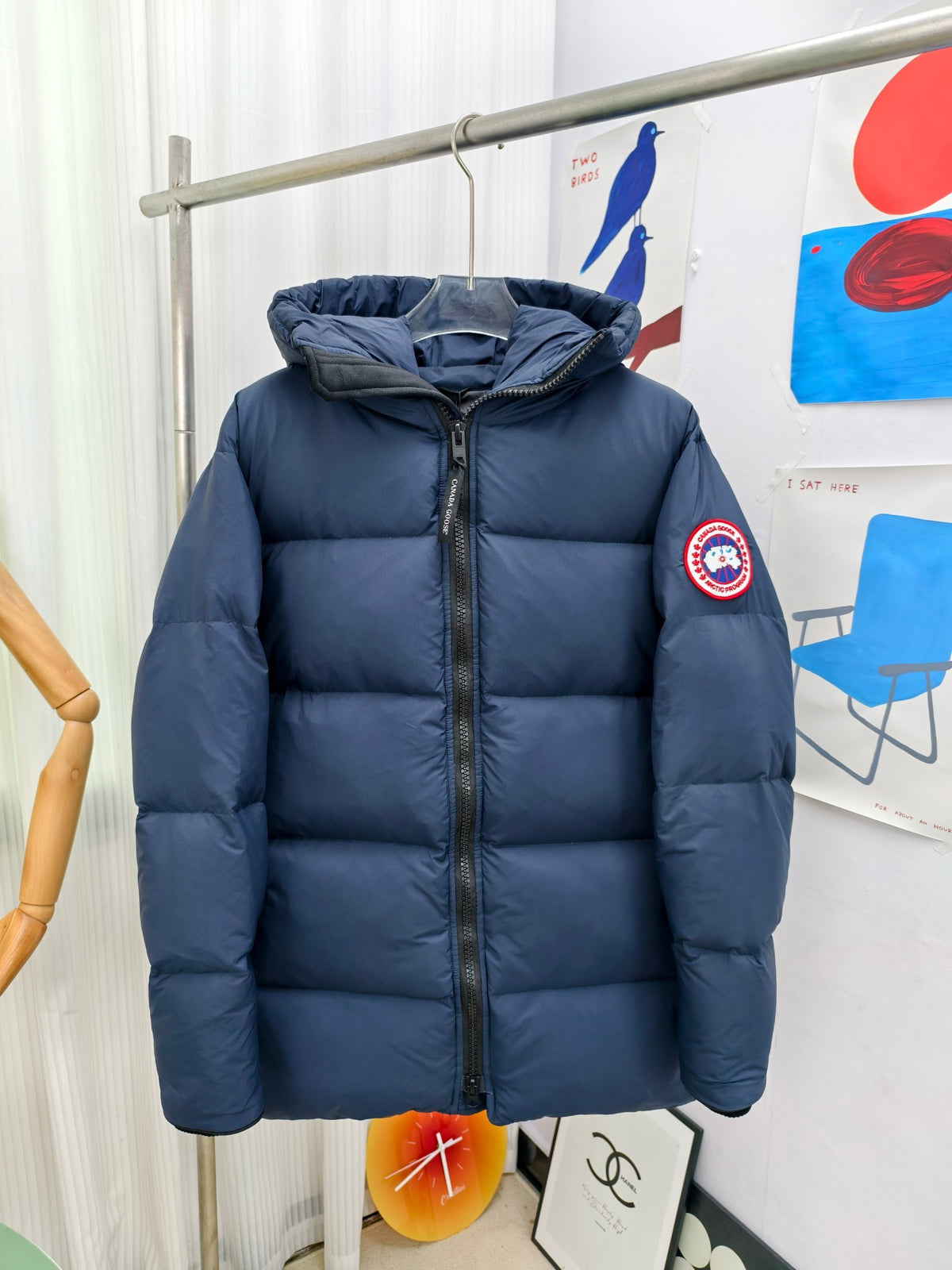 Canada Goose Navy Hooded Quilted Puffer Jacket