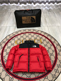 The North Face Red Nuptse 700-Fill Down Jacket Black Colorblock